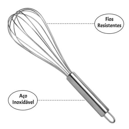 OFERTA Batedor Fue 25 Cm Ou 29Cm de Ovos Inox 6 Fios Para Cozinha Para Massas Ovos E Bolos Prático E Útil De Se Usar