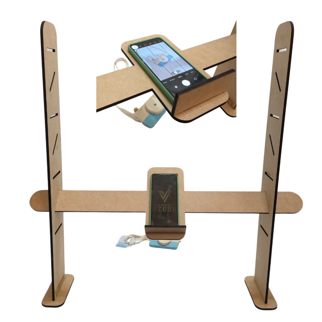 Suporte de Celular para Fotos de Produtos Pela Internet Mdf 6mm Madeira Ajustável Angulos e Alturas