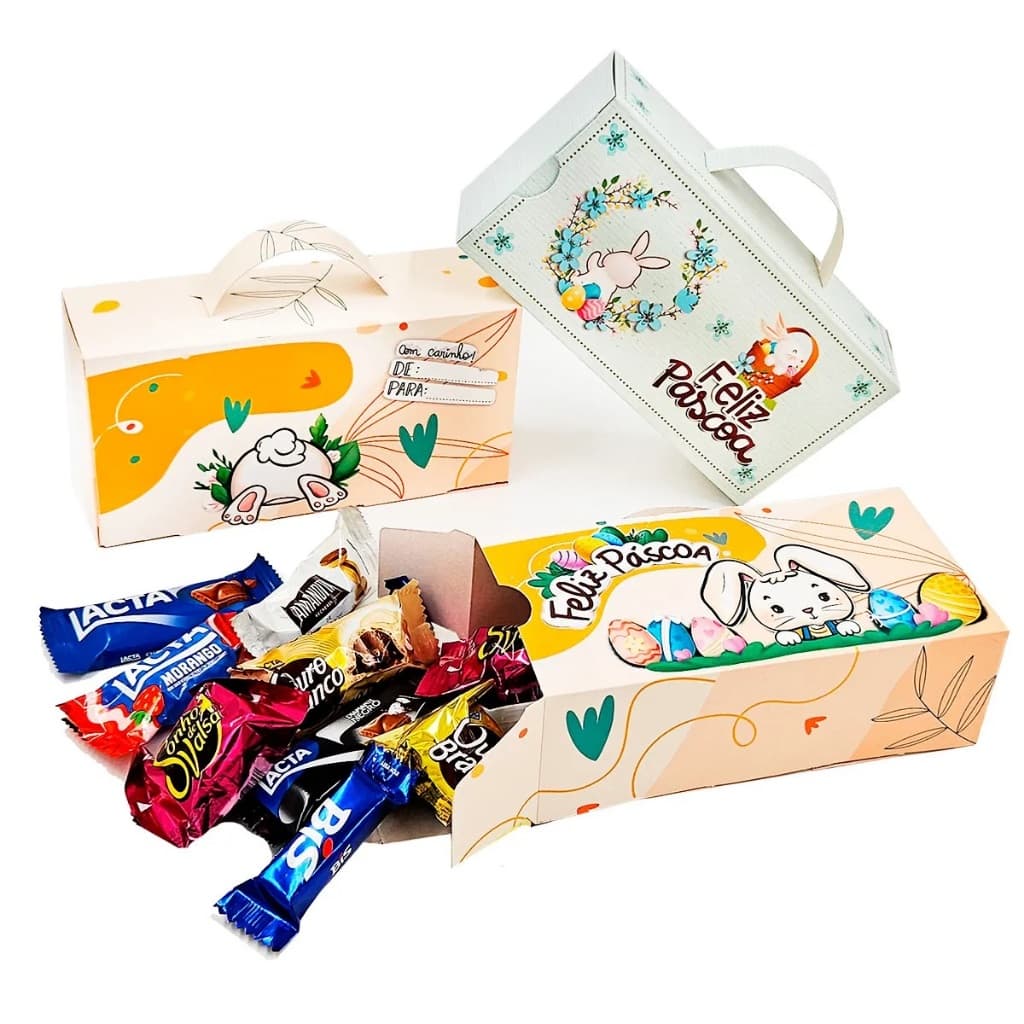 Kit com 10 Caixas porta caixa de Bombom tema Páscoa. Lembrancinha e presente de Páscoa