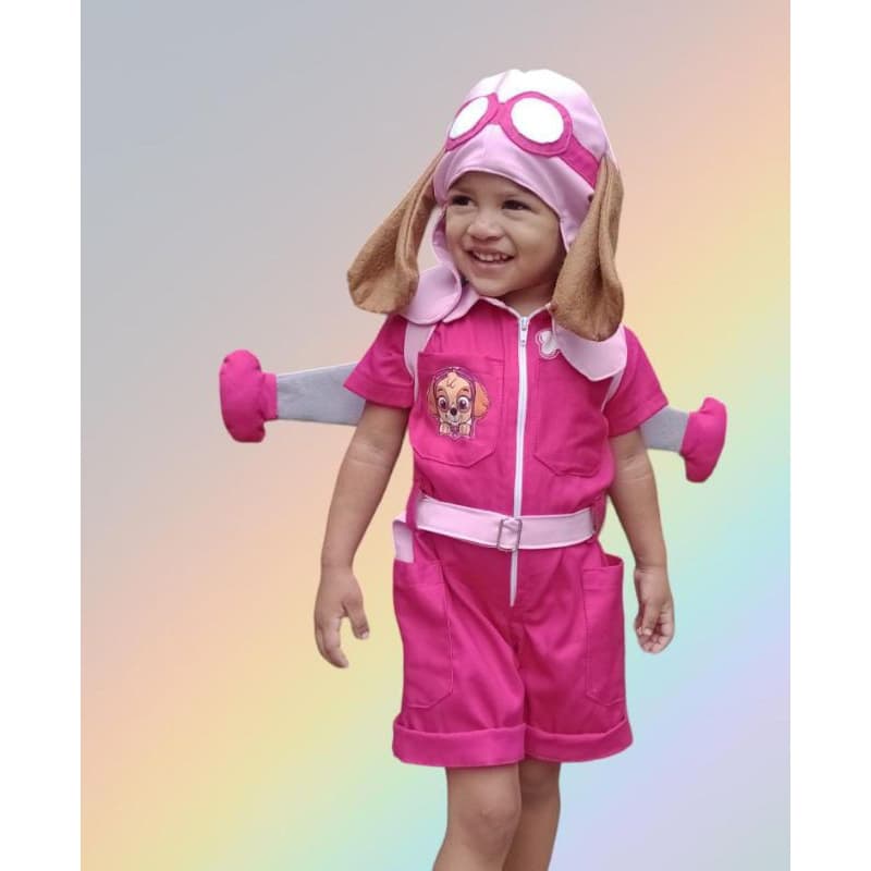 fantasia skye patrulha canina rosa infantil - roupa festa/ensaios