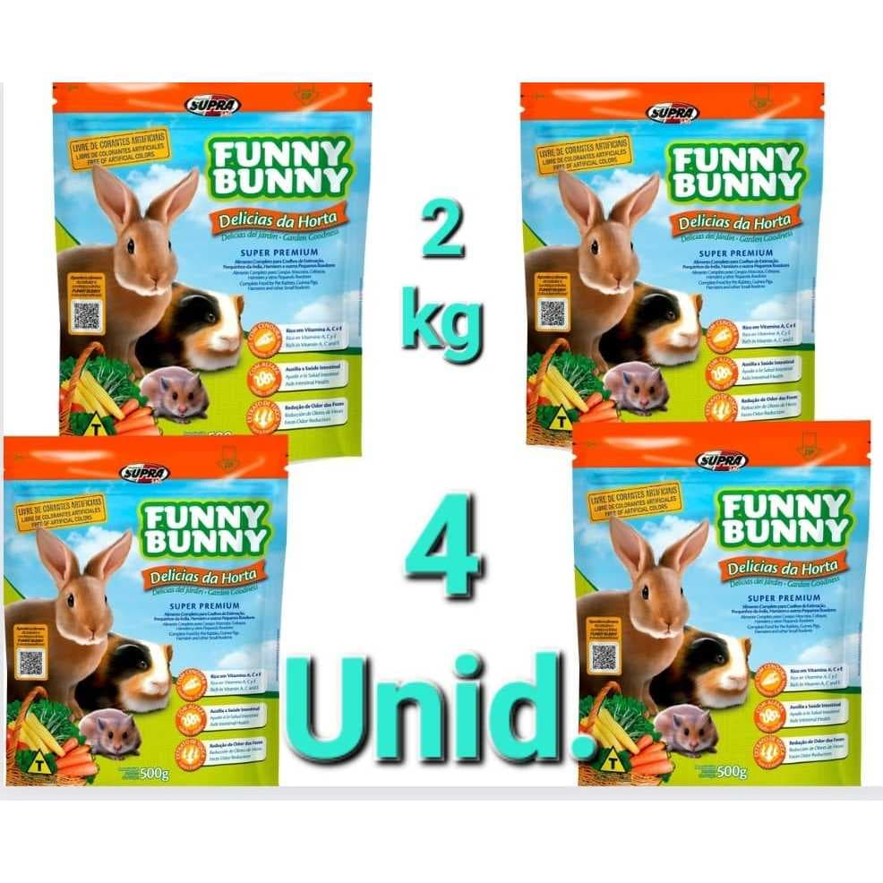 Funny Bunny Ração para Hamsters e Porquinho da Índia 500g 4 pacotes
