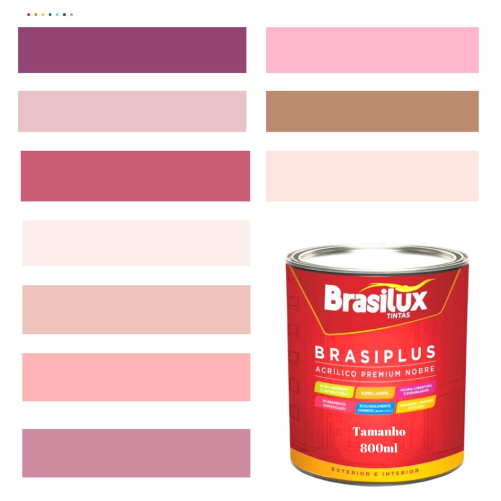 Tinta Rosa Parede 800ml Brasiplus Acrílica Fosca
