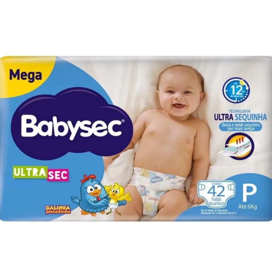 Fraldas Babysec Galinha Pintadinha Mega Ultra Sequinha