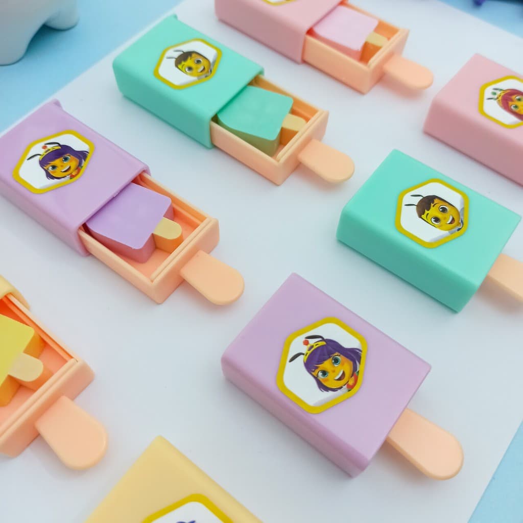 Borracha Colorida Mágica Picolé Candy Color (Amarela, Lilás, Rosa e Verde) - Acrilex