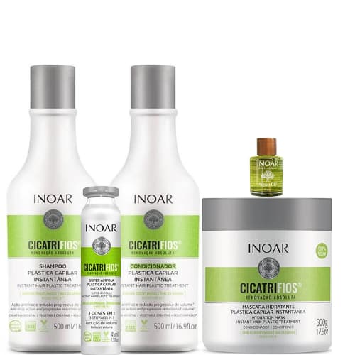 KIT  INOAR CICATRIFIOS SH+COND2X500ML+MASC500+AMPOLA45ML+ÓLEO ARGAN7ML
