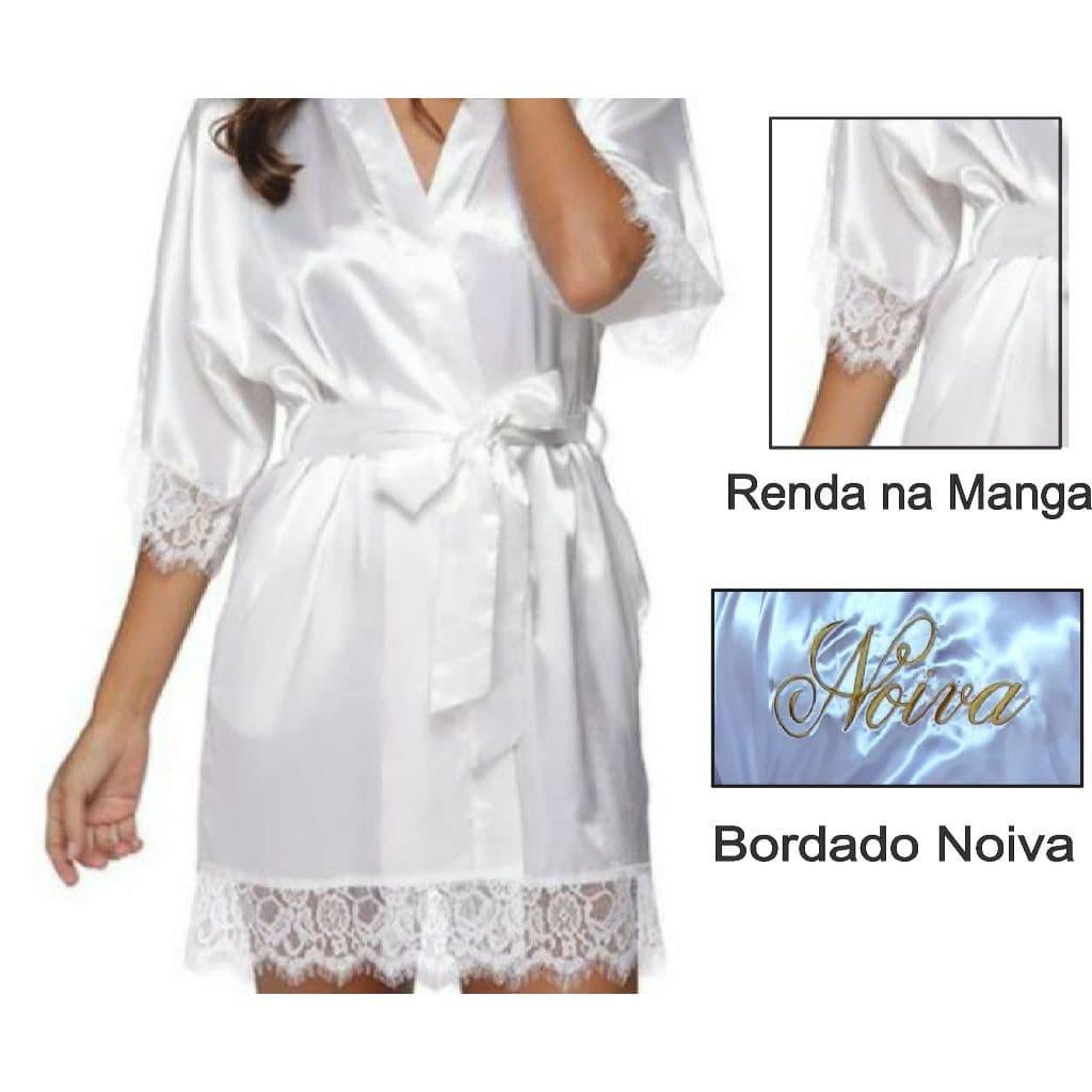 Robe com renda bordado noiva cor branca cetim casamento