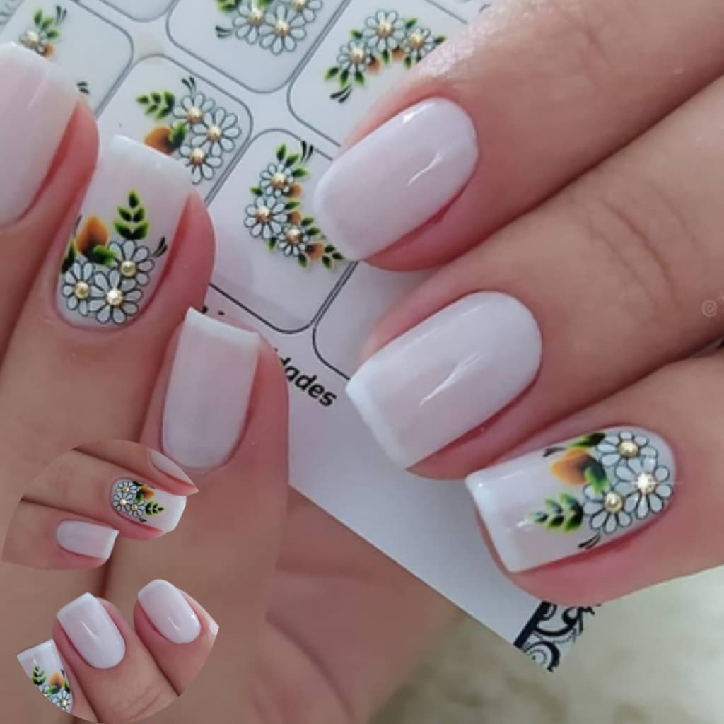 Achadinho Nail Art Adesivo de Unha PRE PRONTO Linha Premium Florais (Tem que Finalizar com Base)