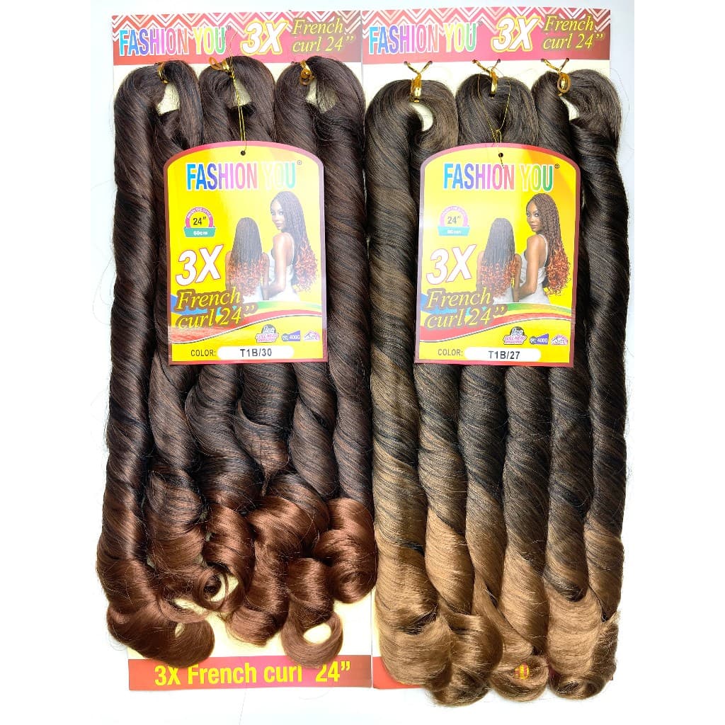 Jumbo Liso Ondulado Cabelo Boho French Curl Fibra Sintética Premium 400g Para Tranças Crochet Braids