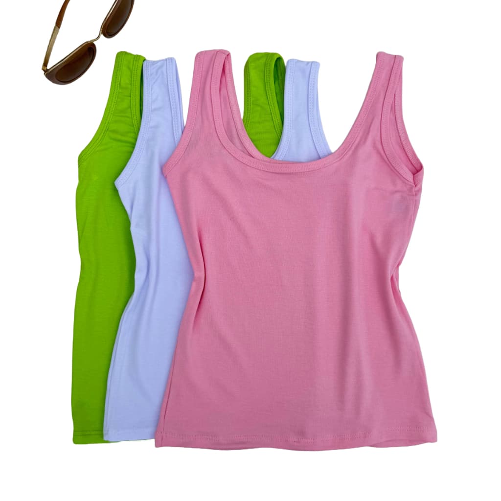 Kit 3 Regata feminina Alça Larga Casual