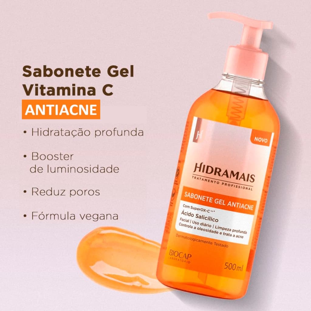 SABONETE GEL DE LIMPEZA FACIAL ANTIACNE - BIOCAP - HIDRAMAIS >