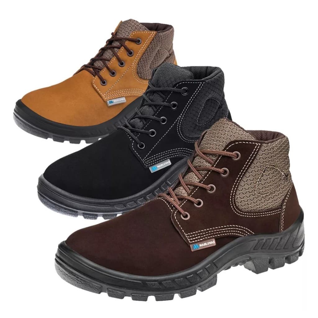 Bota Botina Segurança Ocupacional Trekking Fechamento Cadarço Bico PVC Nobuck Marluvas 50b26Cb