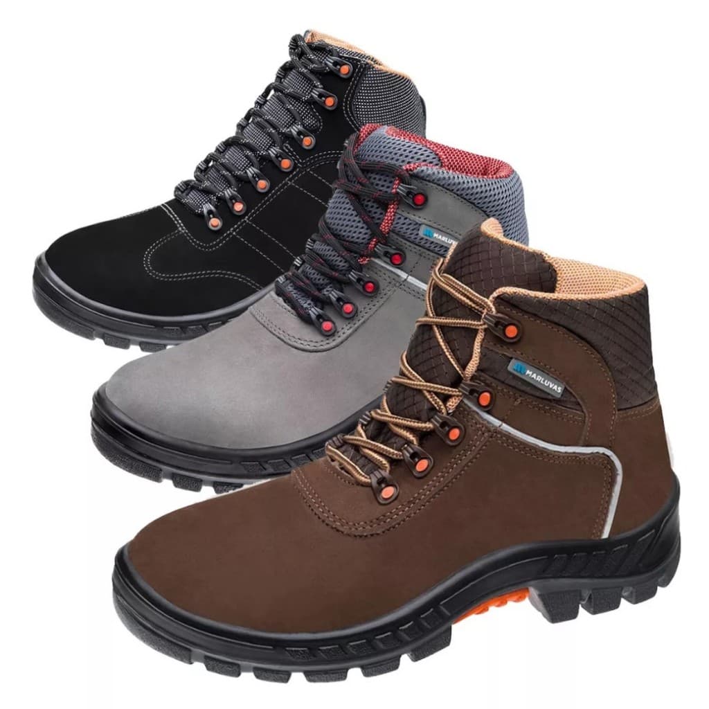 Bota de Seguranca Ocupacional Trekking Cadarço Bico PVC Couro Nobuck Marluvas 75bpr29 Anti Torcao