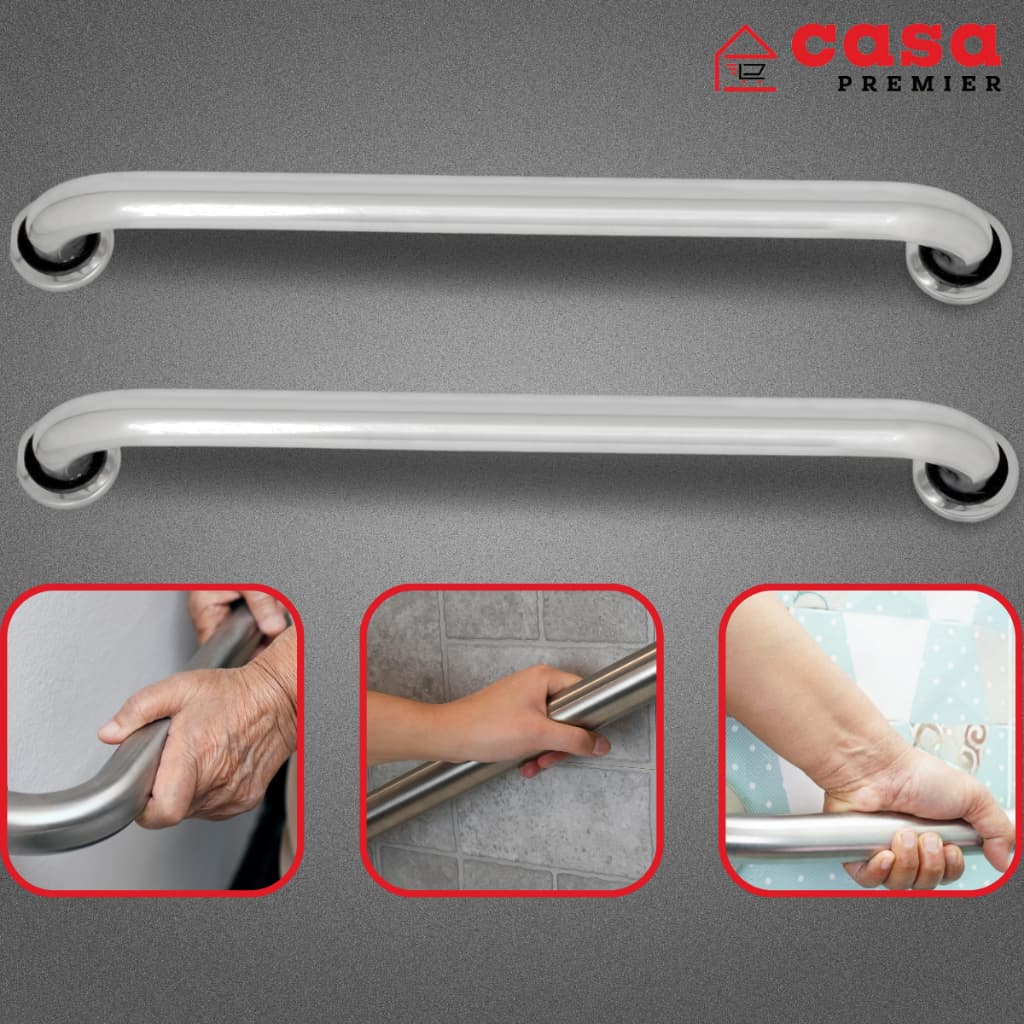 Kit 2 Alças Barras de Apoio Alumínio Corrimão Suporte Banheiro Segurança Idoso Deficiente Pne 80cm