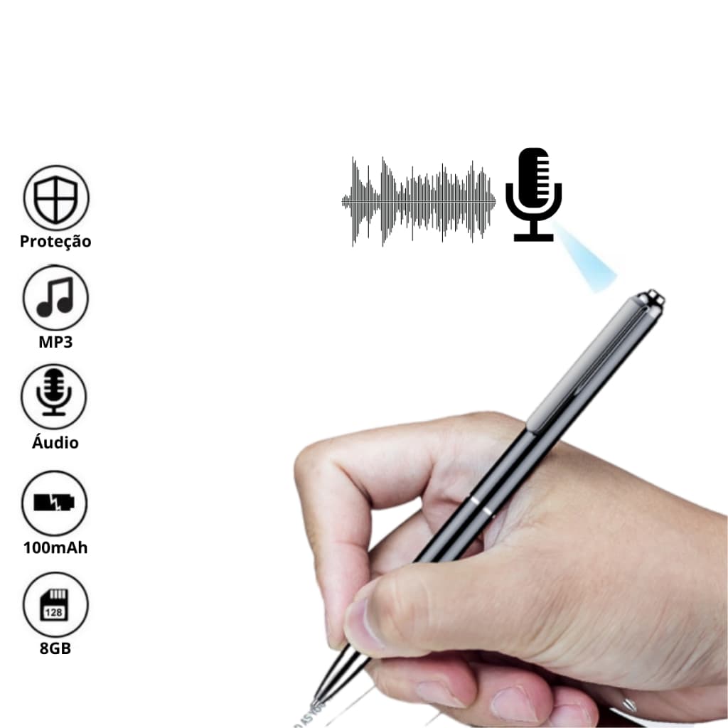 Mini Gravador de Voz Pega Traição Camuflado Espião 40 Horas Com Sensor Voz V10
