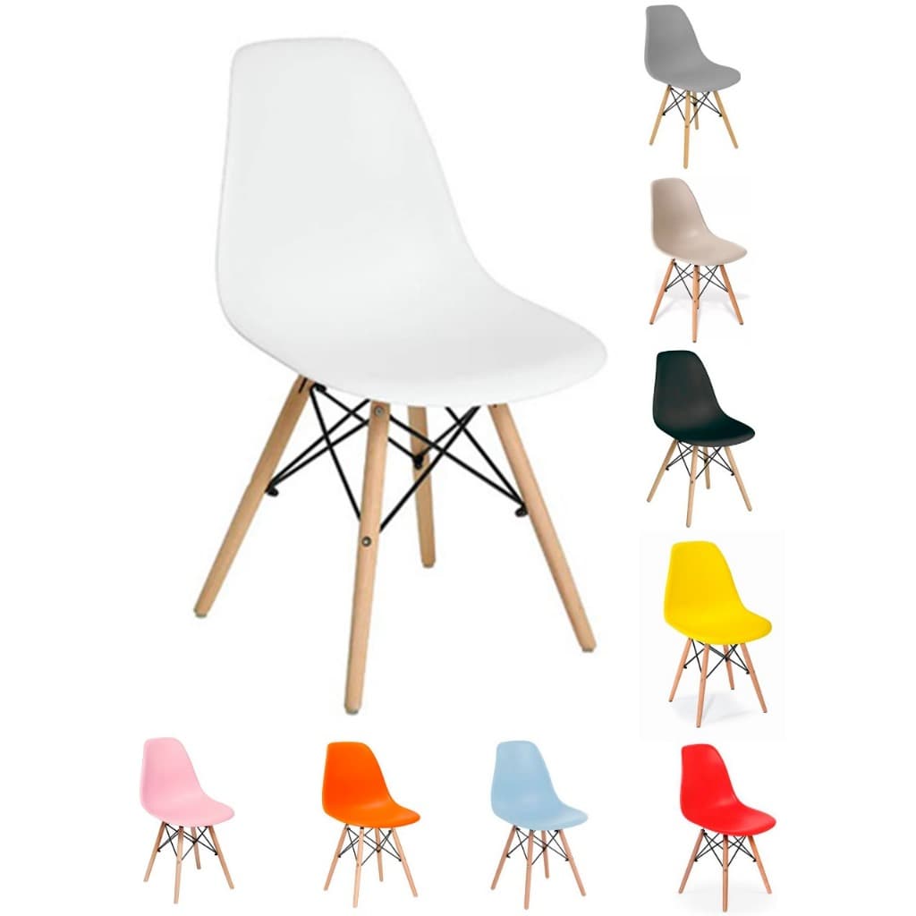 Cadeira Charles Eames Eiffel Wood Colorida Para Escrivaninha Escritório Pés De Madeira