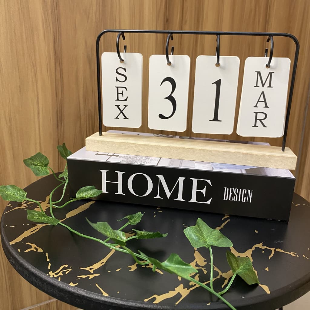 Calendário De Mesa Madeira Permanente Home Office Decoração Quarto Sala Cozinha