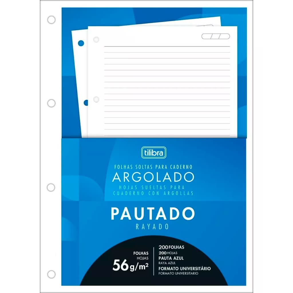 4 Blocos Tilibra Para Fichário Universitário 4 Furos 80 Fls