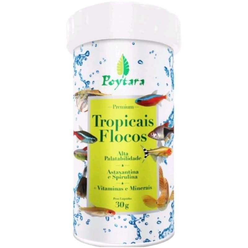 Ração Poytara Tropicais Flocos 30gr
