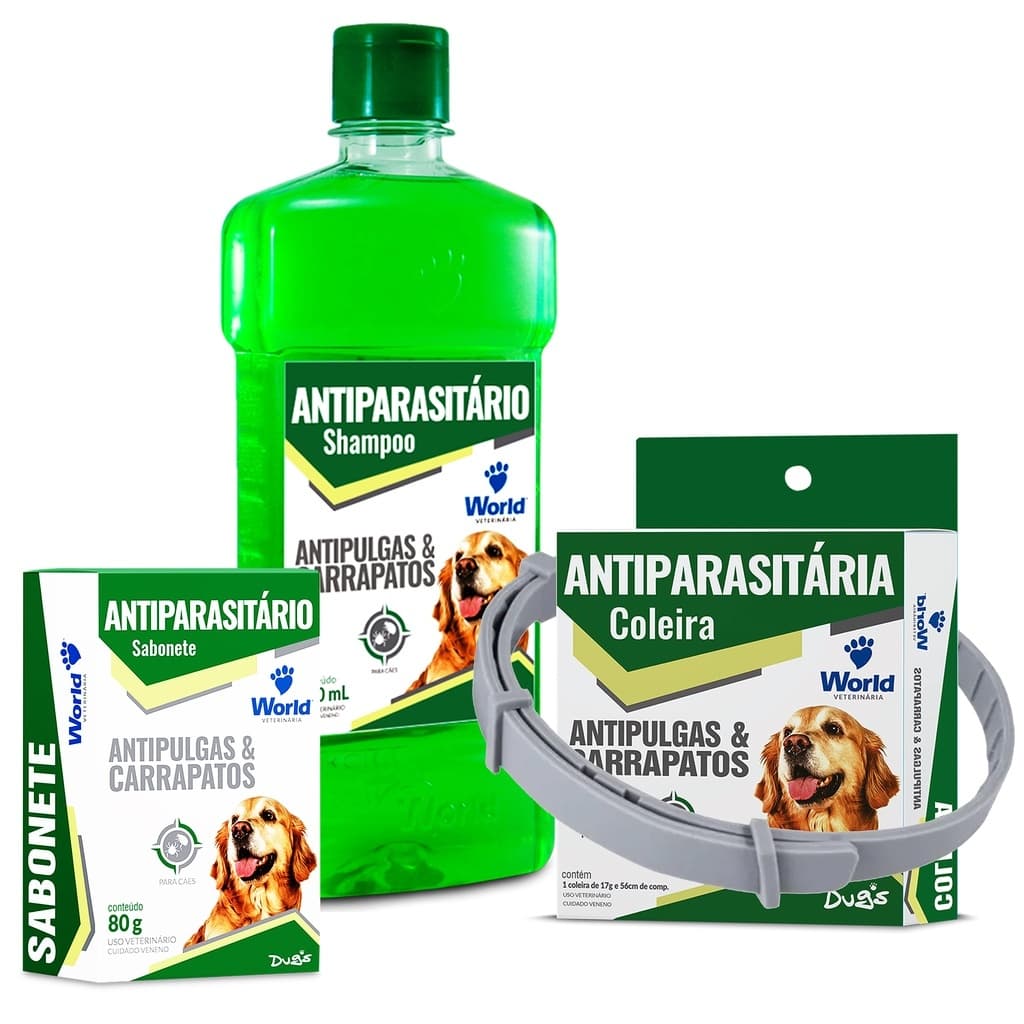 Kit Anti Pulgas e Carrapatos para cães World Dug's