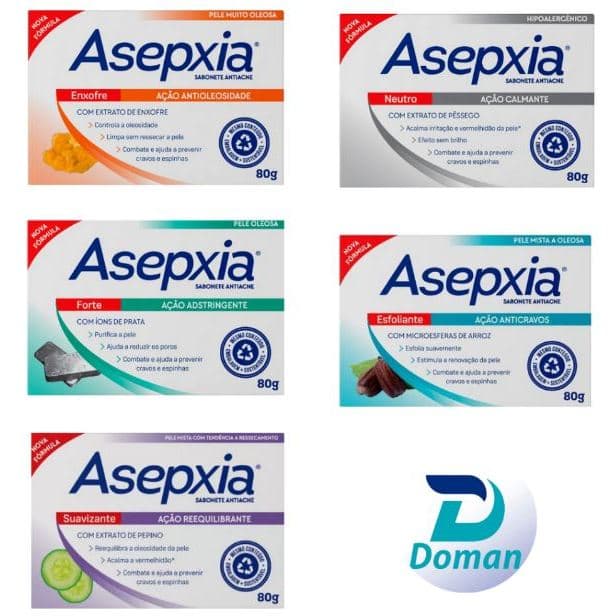 Asepxia Sabonete Facial em Barra 80g (UNITÁRIO OU KIT COM 3)