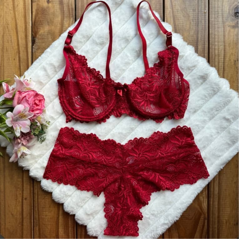 CONJUNTO COM ARO RENDA SEM BOJO SUTIÃ E CALCINHA CALESSON LINGERIE SEXY SHORTINHO CALEÇOM