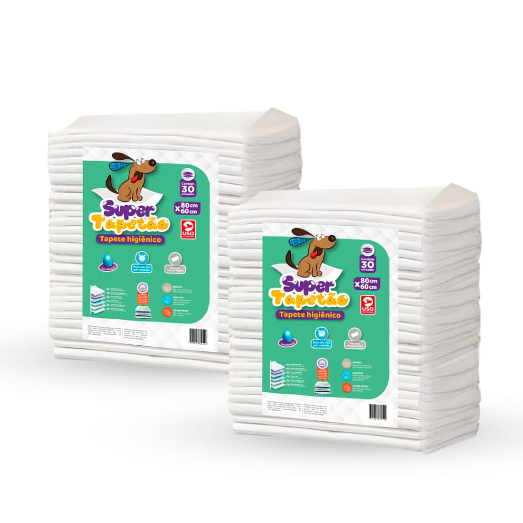 Tapete Higiênico Para Cachorro 80x60 - Kit com 60 unidades
