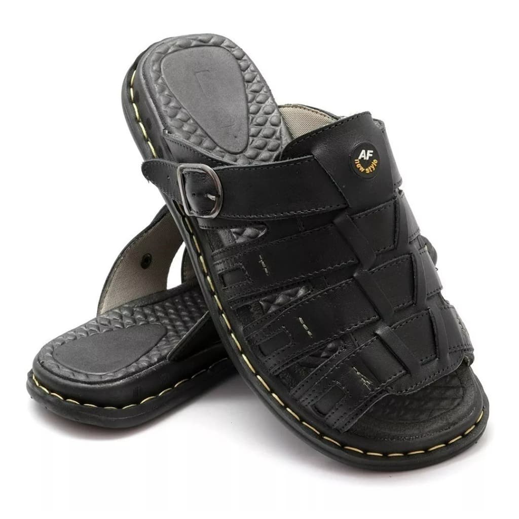 Sandália Anti Stress Masculino Ortopédico Couro