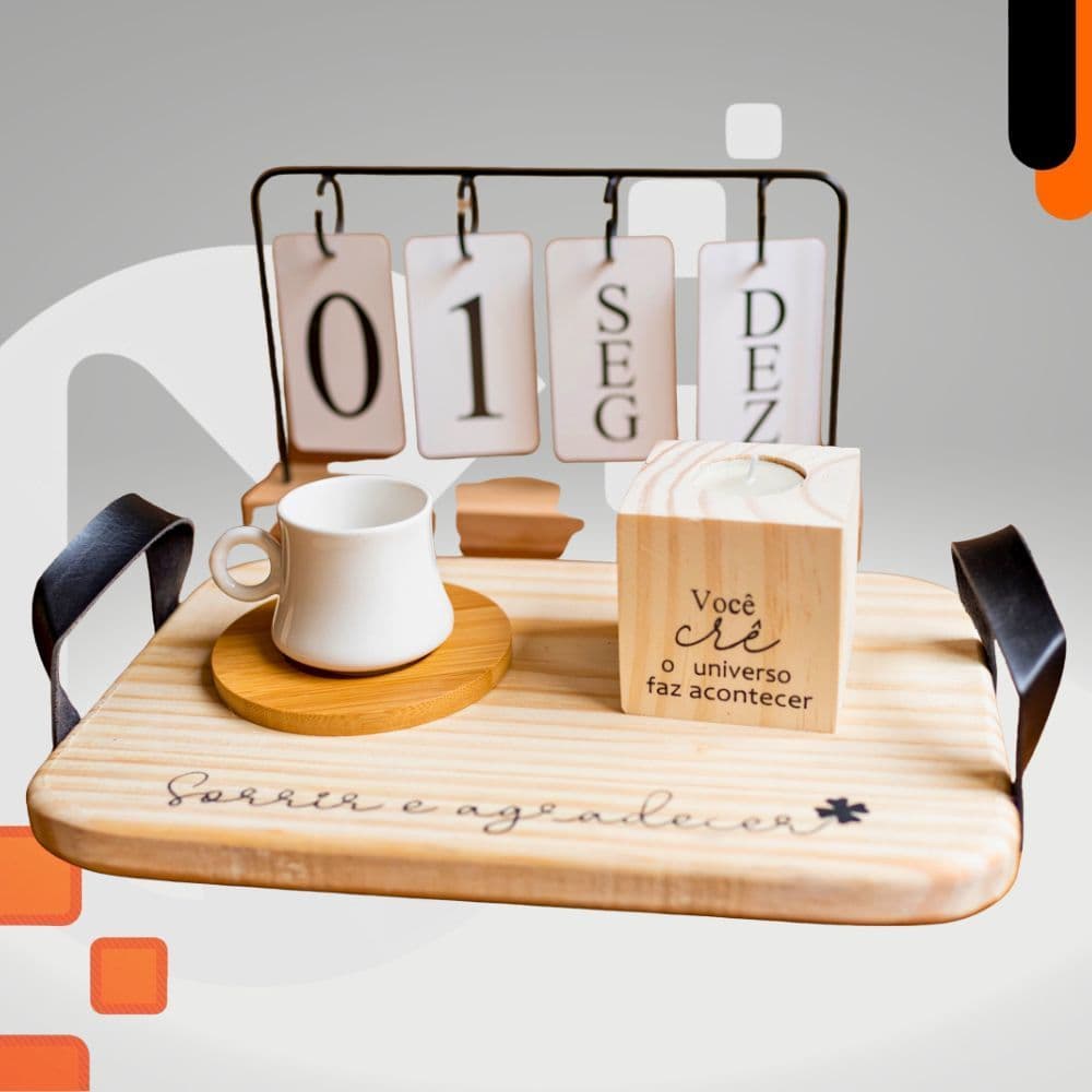 Calendário de Mesa Permanete Decorativo com Plaquinhas Casa Escritório