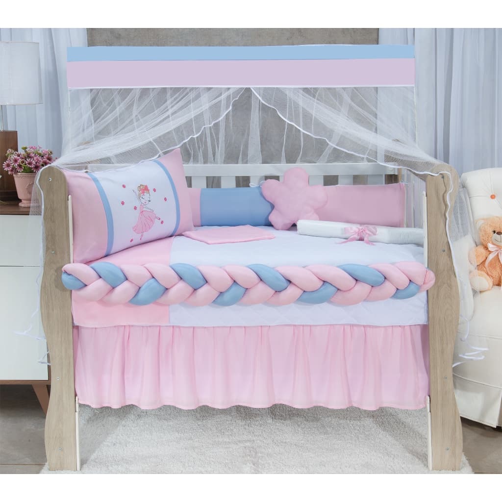 Kit Berço Americano Trança 11 Peças Bailarina Luxo Completo Para Bebê