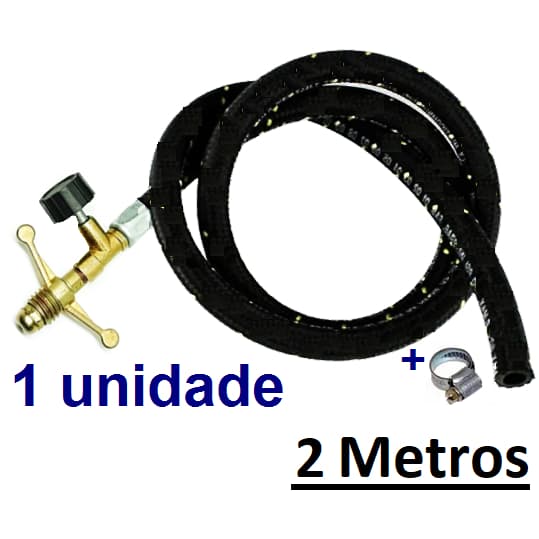 Registro Gás Alta Pressão Fogão Mangueira 2metros - 01 Unid