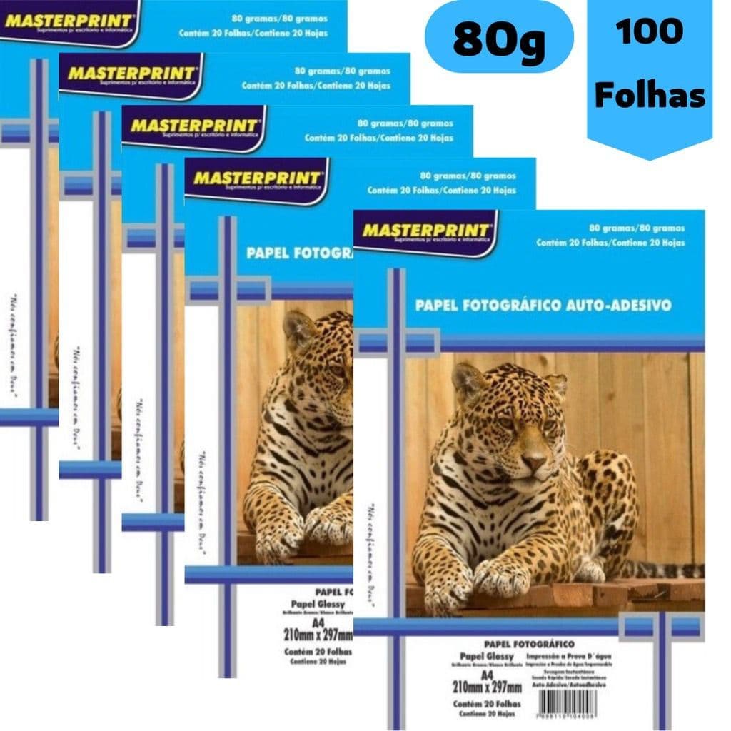 Papel Fotográfico 100 Folhas Adesivo 80g A4 Glossy Masterprint