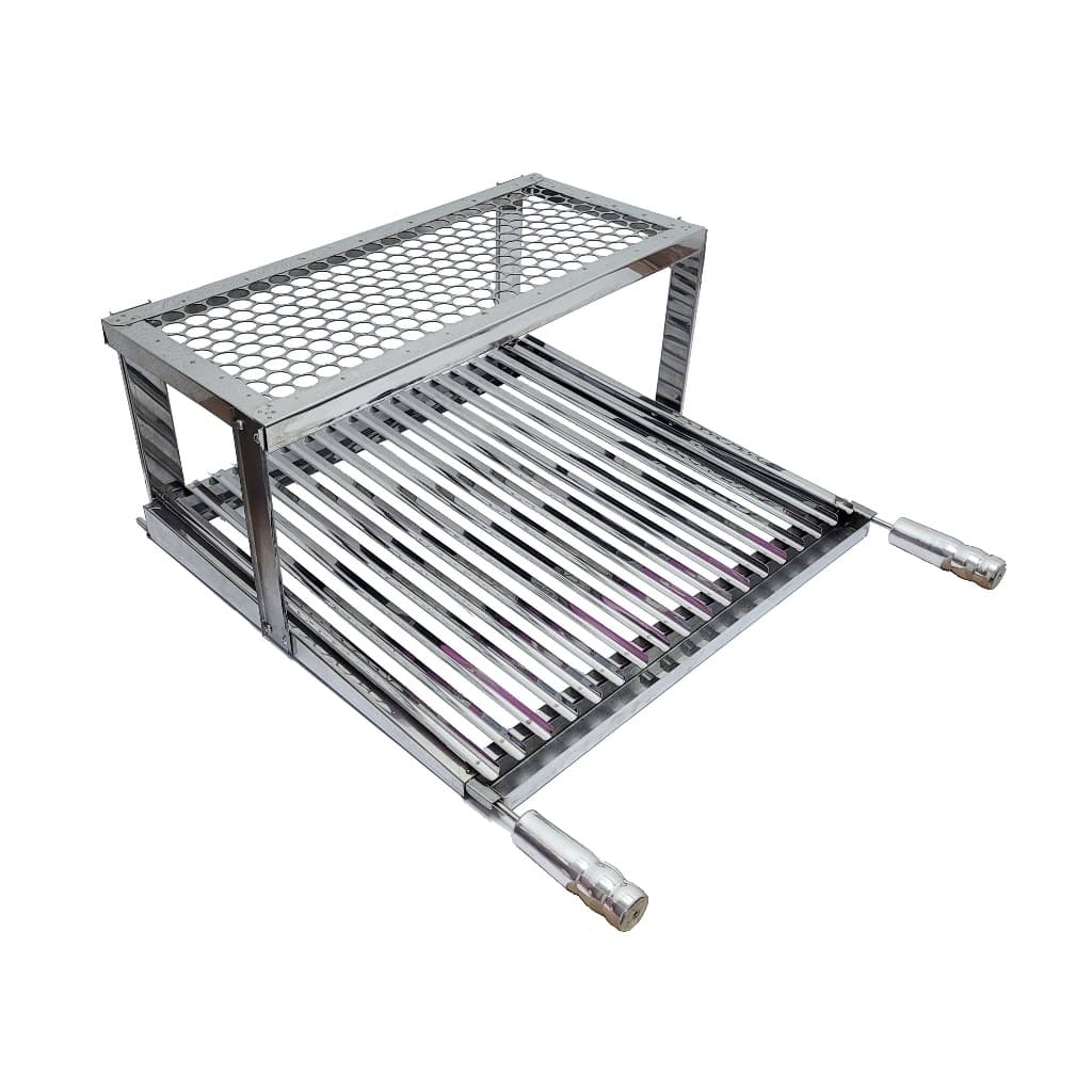 Grelha Argentina Com Grelha Auxiliar e Coletor de Gordura 100% Inox Para Churrasco