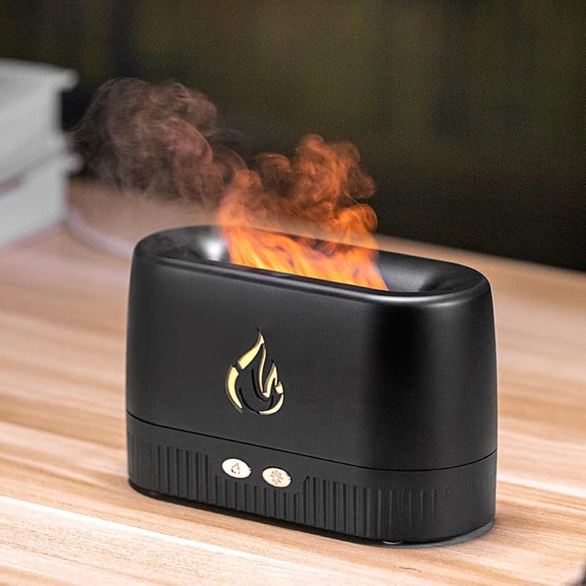 Umidificador De Perfume Ar Ultrasônico Com Simulação De Iluminação LED Máquina De Fragrância De Chama Colorida