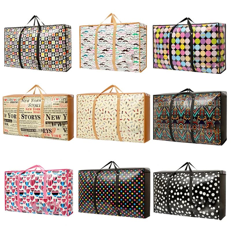 Sacolão Bolsa com Ziper Resistente para Viagens, Compras Estampas Sortidas