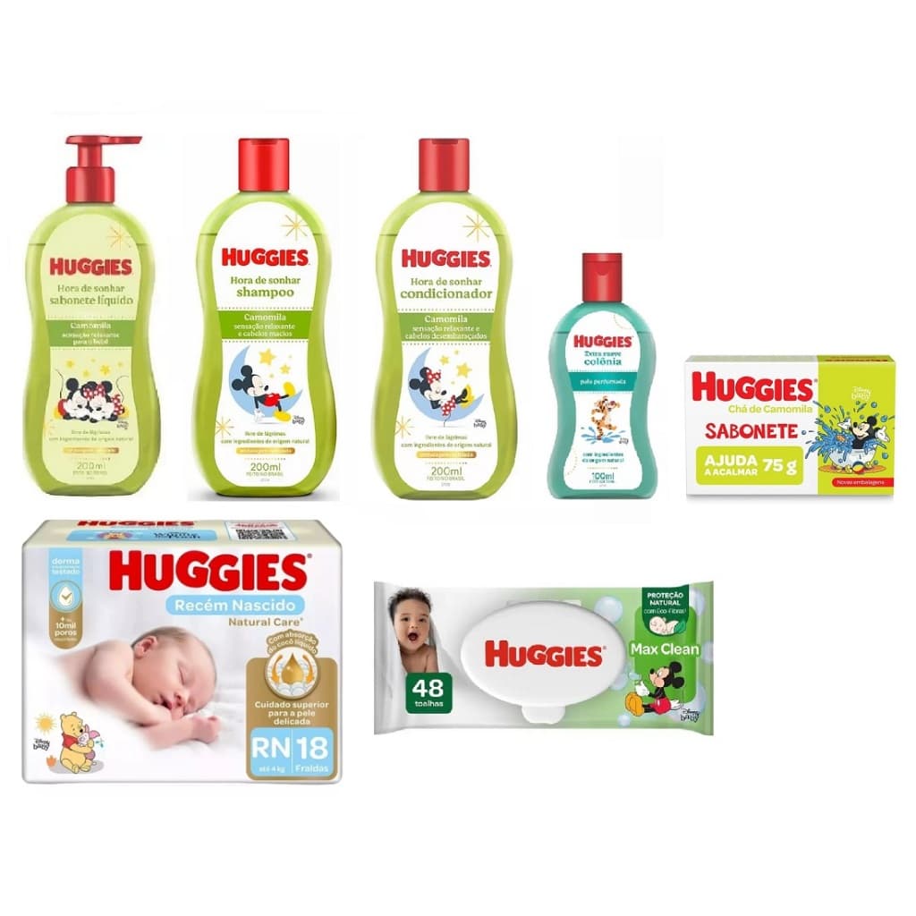 Kit Huggies De Higiene Chá De Camomila Livre De Lágrimas - 7 Ites