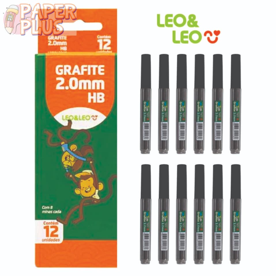 Mina De Grafite Hb 2.0mm 1 Caixa Com 12 Tubos / 08 minas cada Leoeleo Material Escolar, Escritório