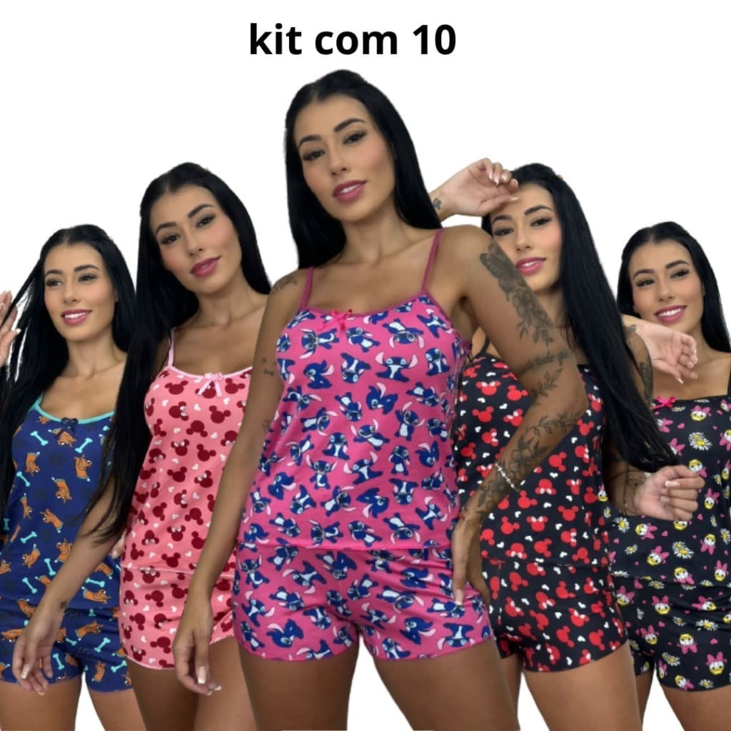 kit 10 Pijama Short Doll de Dormir