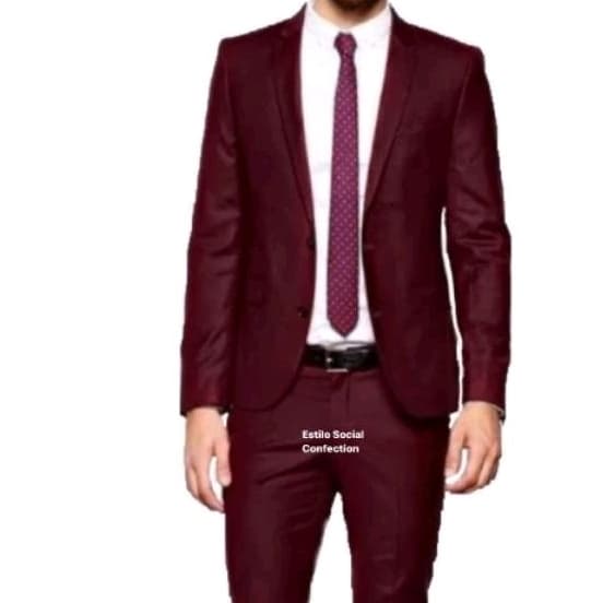 Terno Masculino Vinho Bordo Slim Promoção ( Paletó + Calça + Cabide)