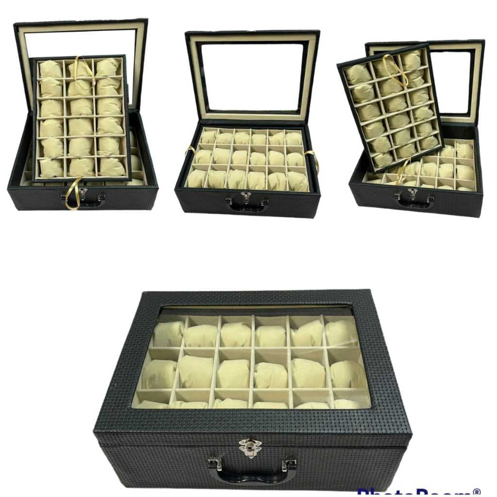 maleta estojo porta 36 relógios luxo.