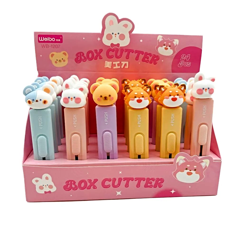 Kit 2 Estilete Animal Fofo Retrátil Sortido