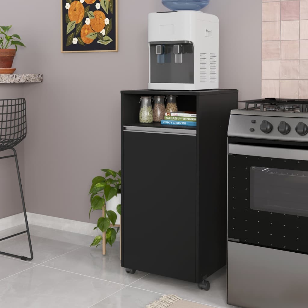 Armário Organizador De Cozinha Lavanderia Esconde Botijão De Gás IVY PRETO.