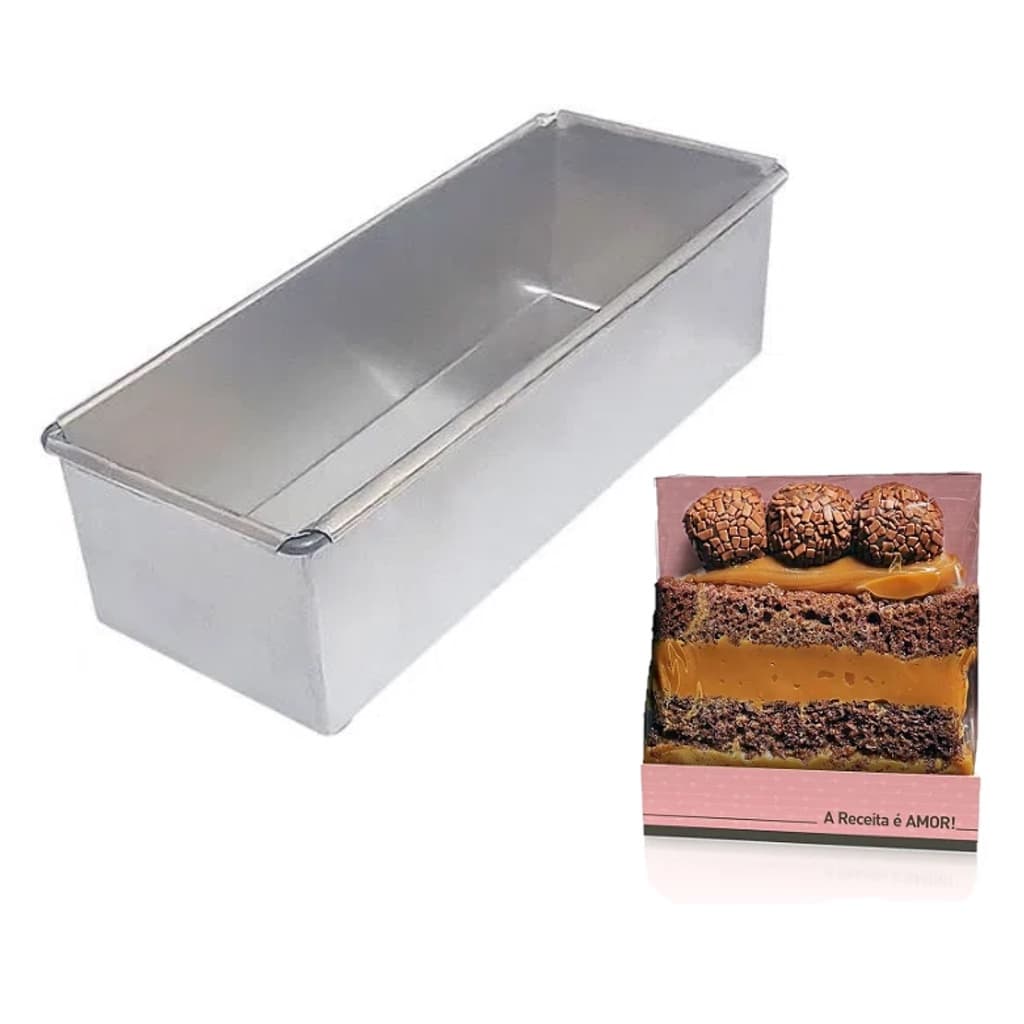 Forma Retangular Pão de Forma / Forma Bolo 30x10x10 Slice Cake Sem Tampa Alumínio
