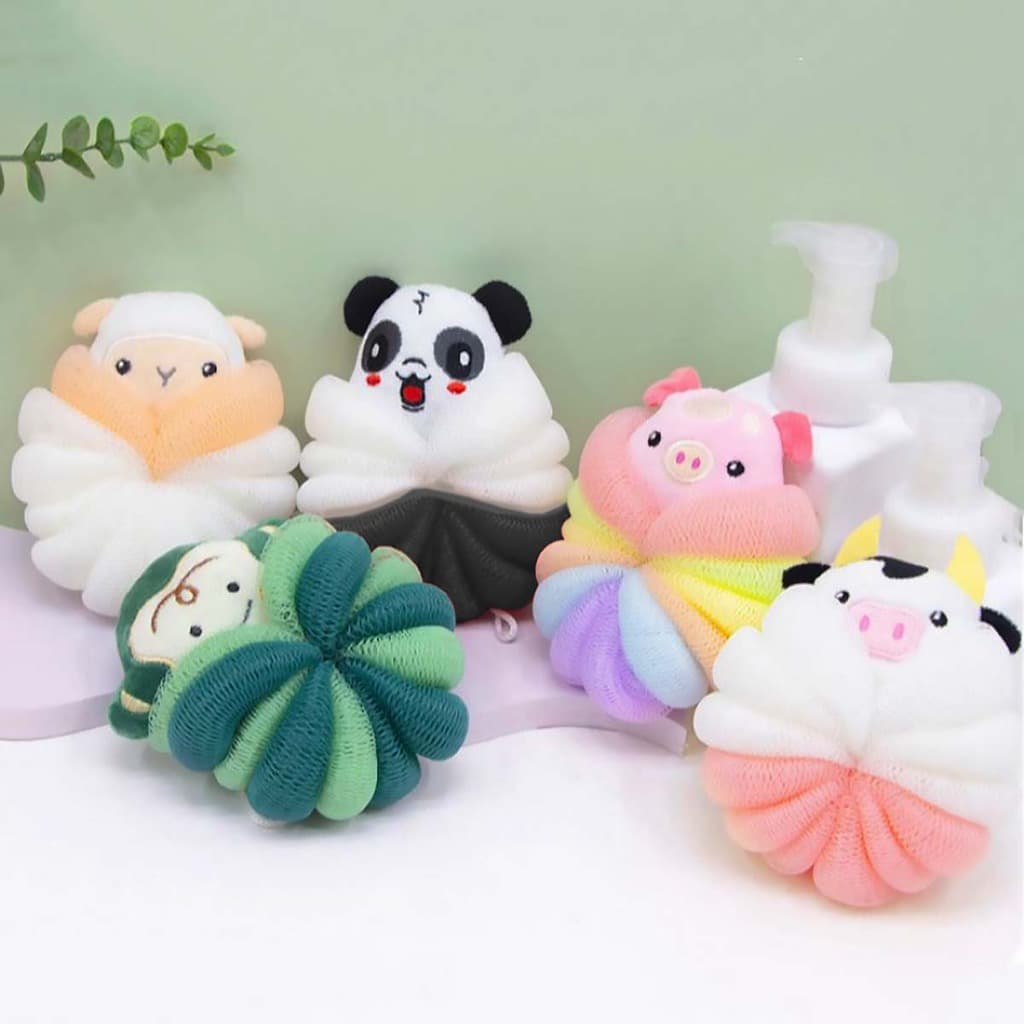 Bucha para Banho Fofa, Bola Esfoliante Animais - Allmini