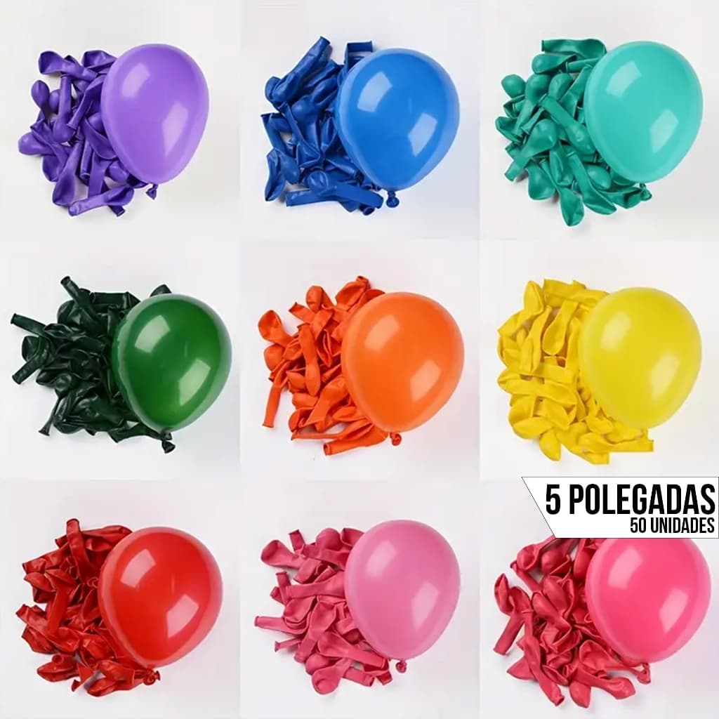 Balão Bexiga Látex 5 Polegadas Liso Profissional FestBall – 50 ou 100 Unidades