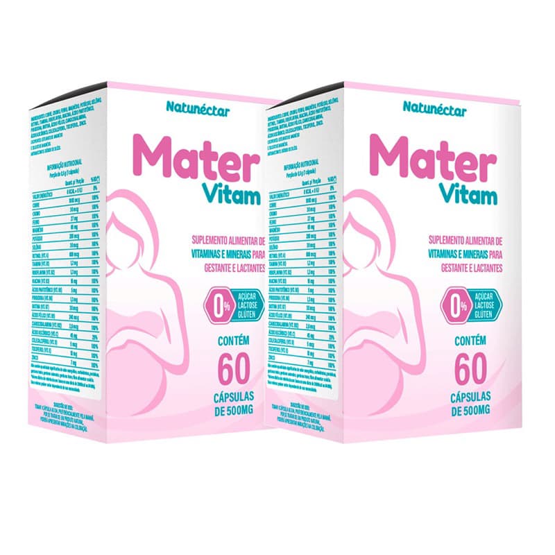 Kit 2 Mater Vitamina Para Gestantes 500mg 60 Cápsulas - Natunéctar
