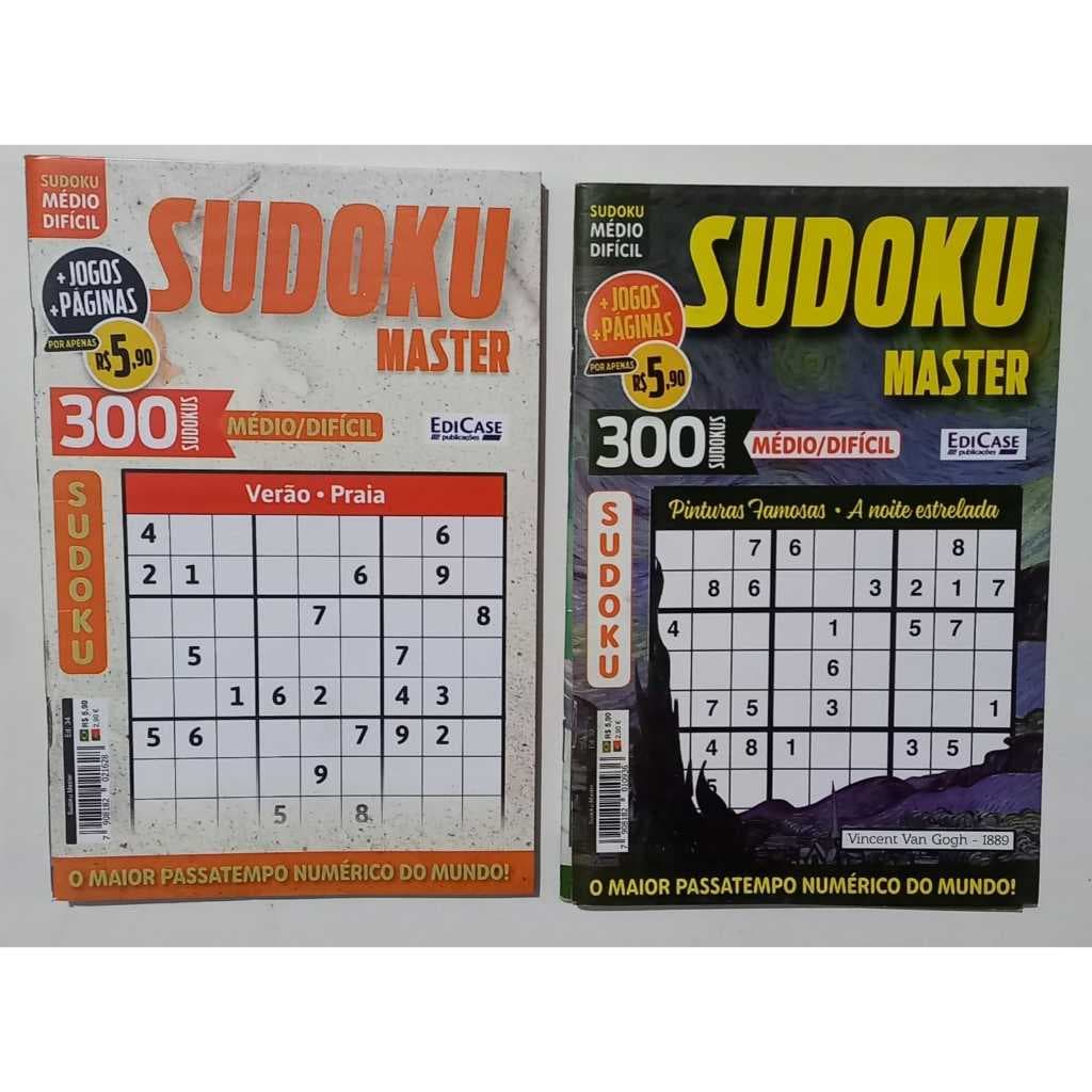 Kit 2 Livros de SUDOKU de 64 pgs cada Sem Repetição Jogos Sudoku Passatempo Sudoku