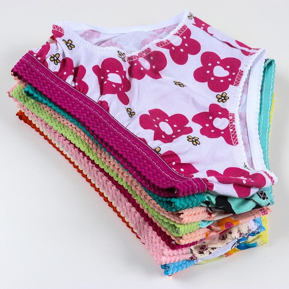 Kit c/ 10 - Calcinha infantil de algodão com cós, estampada