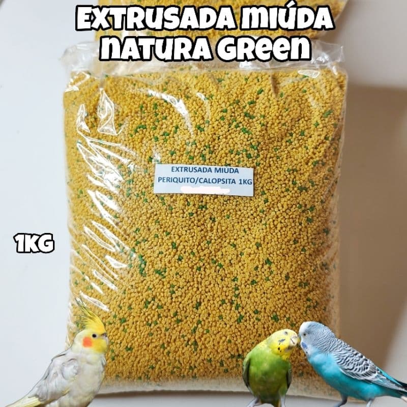Extrusada Miúda Periquito e Calopsita Natura Green (1Kg)