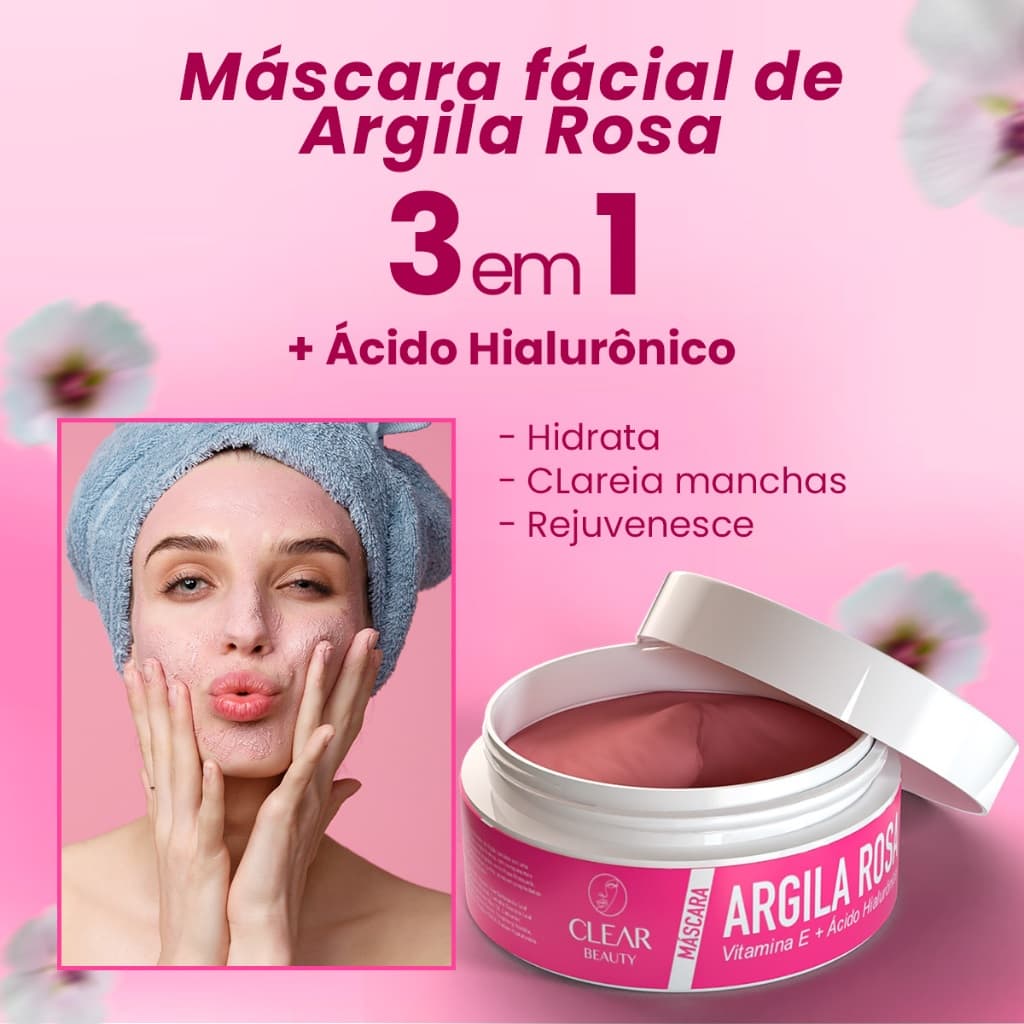 Máscara Facial 3 em 1 Skin Care Completo Com Ácido Hialurônico  - 90g