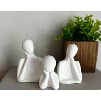 Estátua de gesso moderna, família, minimalista